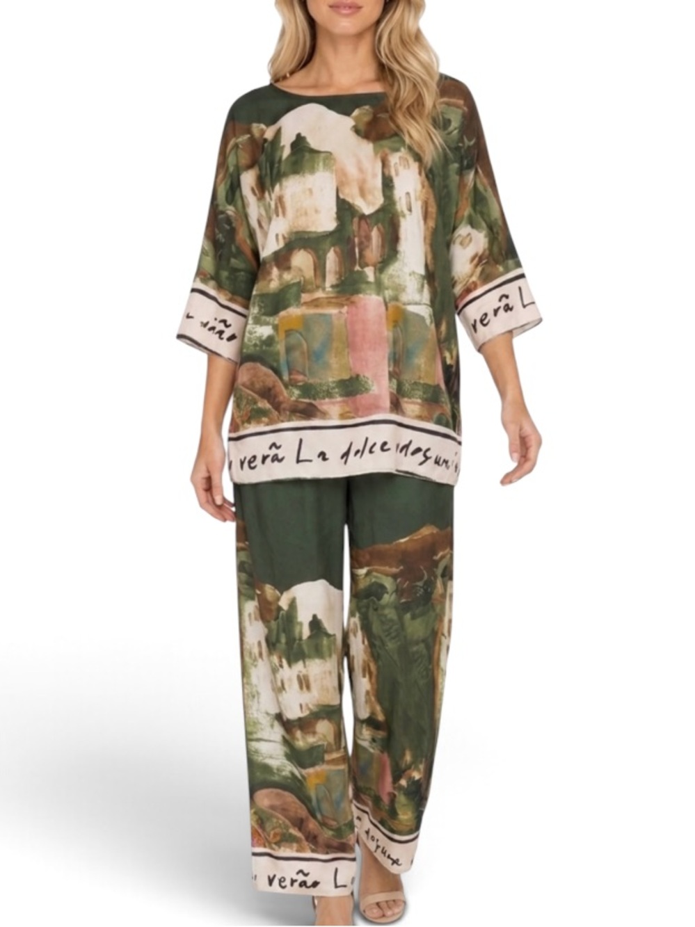 🇮🇹 Made in Italy Scenic Landscape Stunning
Viscose Cotton 2 Pc Set One Size NWT